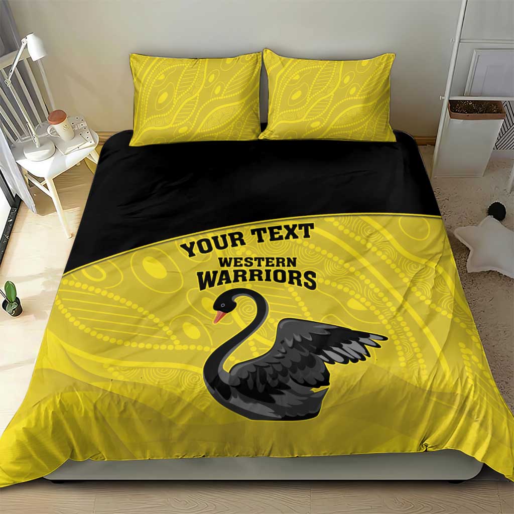 Custom Western Australia Cricket Bedding Set Go Warriors Black Swans - Aboriginal Art - Vibe Hoodie Shop