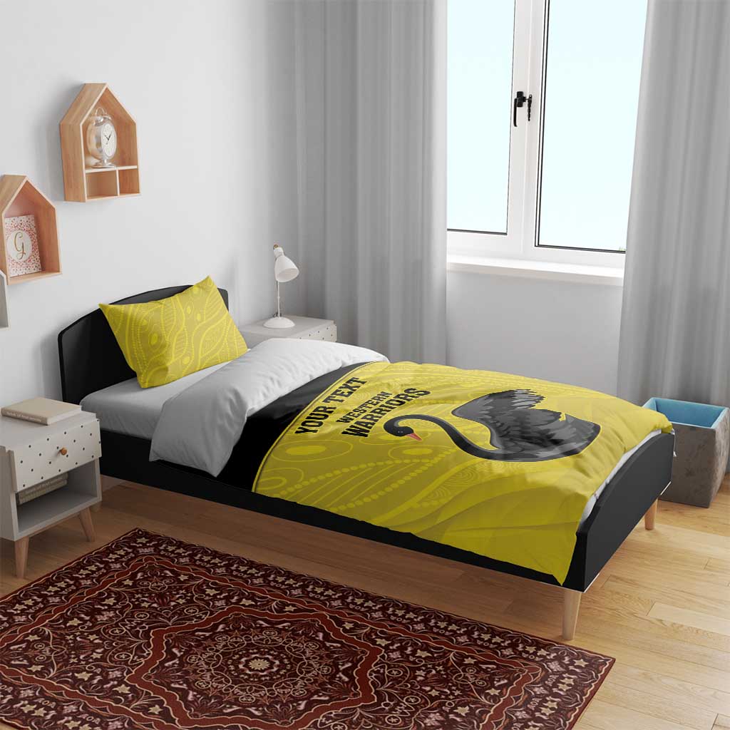 Custom Western Australia Cricket Bedding Set Go Warriors Black Swans - Aboriginal Art - Vibe Hoodie Shop