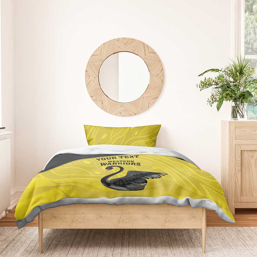 Custom Western Australia Cricket Bedding Set Go Warriors Black Swans - Aboriginal Art - Vibe Hoodie Shop