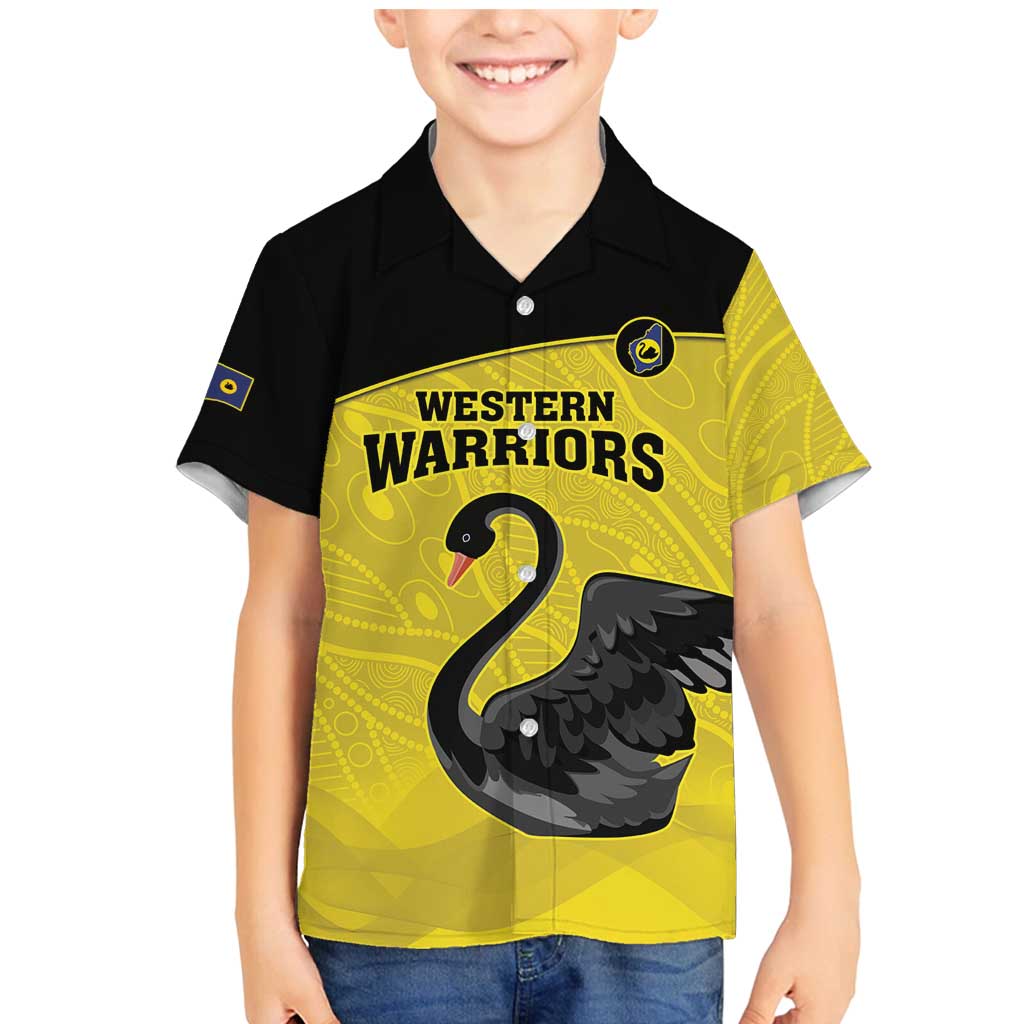 Custom Western Australia Cricket Family Matching Mermaid Dress and Hawaiian Shirt Go Warriors Black Swans - Aboriginal Art