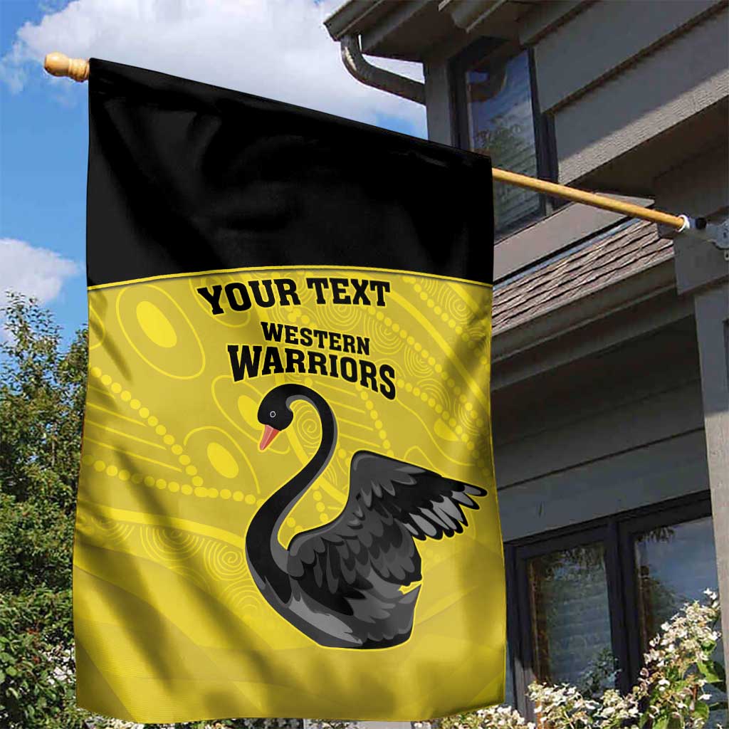 Custom Western Australia Cricket Garden Flag Go Warriors Black Swans - Aboriginal Art - Vibe Hoodie Shop