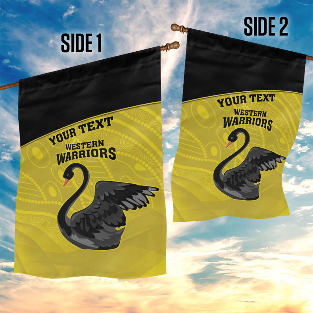 Custom Western Australia Cricket Garden Flag Go Warriors Black Swans - Aboriginal Art - Vibe Hoodie Shop