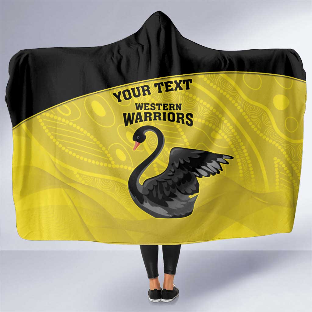 Custom Western Australia Cricket Hooded Blanket Go Warriors Black Swans - Aboriginal Art