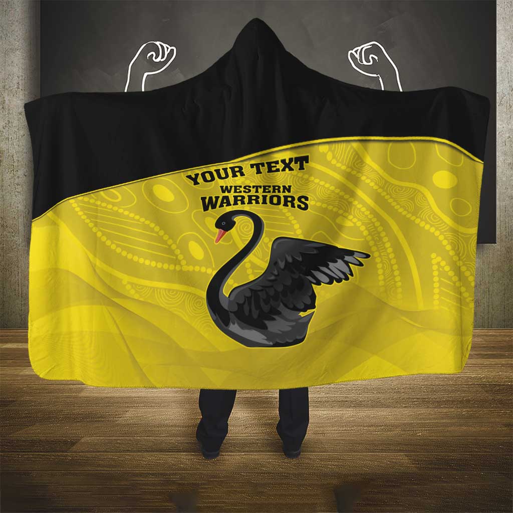 Custom Western Australia Cricket Hooded Blanket Go Warriors Black Swans - Aboriginal Art
