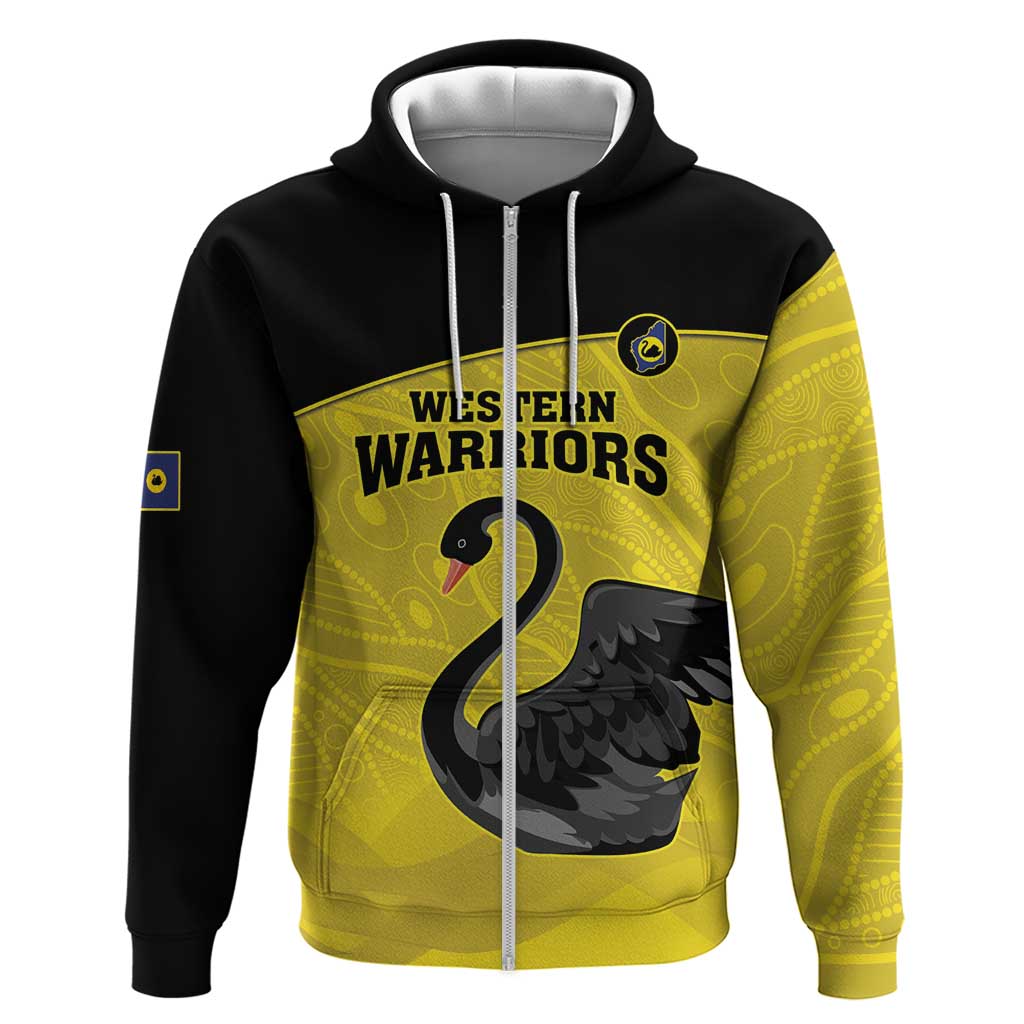 Custom Western Australia Cricket Hoodie Go Warriors Black Swans - Aboriginal Art - Vibe Hoodie Shop