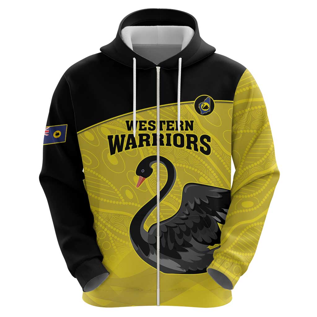 Custom Western Australia Cricket Hoodie Go Warriors Black Swans - Aboriginal Art - Vibe Hoodie Shop