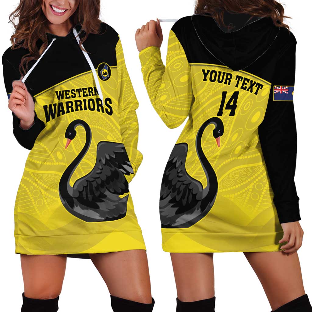 Custom Western Australia Cricket Hoodie Dress Go Warriors Black Swans - Aboriginal Art - Vibe Hoodie Shop