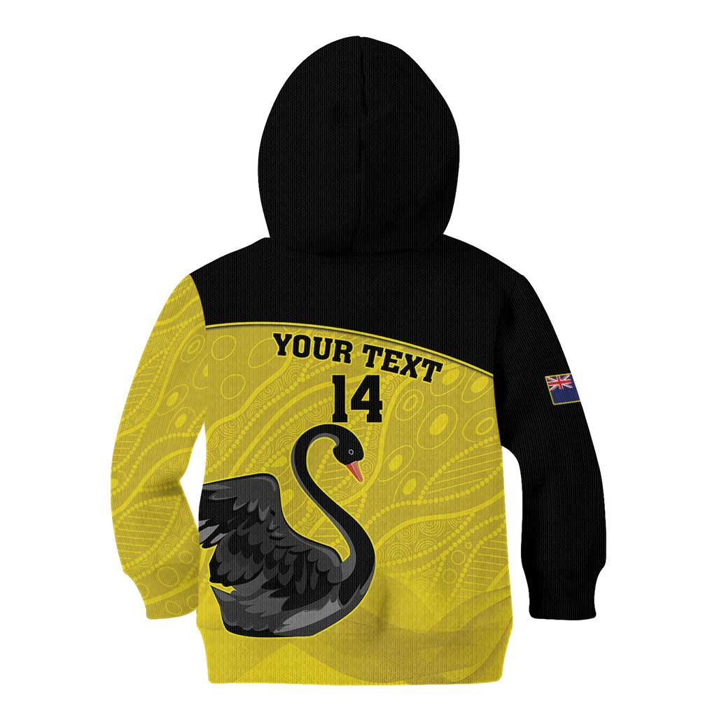 Custom Western Australia Cricket Kid Hoodie Go Warriors Black Swans - Aboriginal Art - Vibe Hoodie Shop