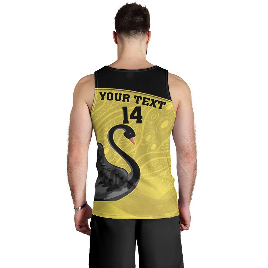 Custom Western Australia Cricket Men Tank Top Go Warriors Black Swans - Aboriginal Art - Vibe Hoodie Shop