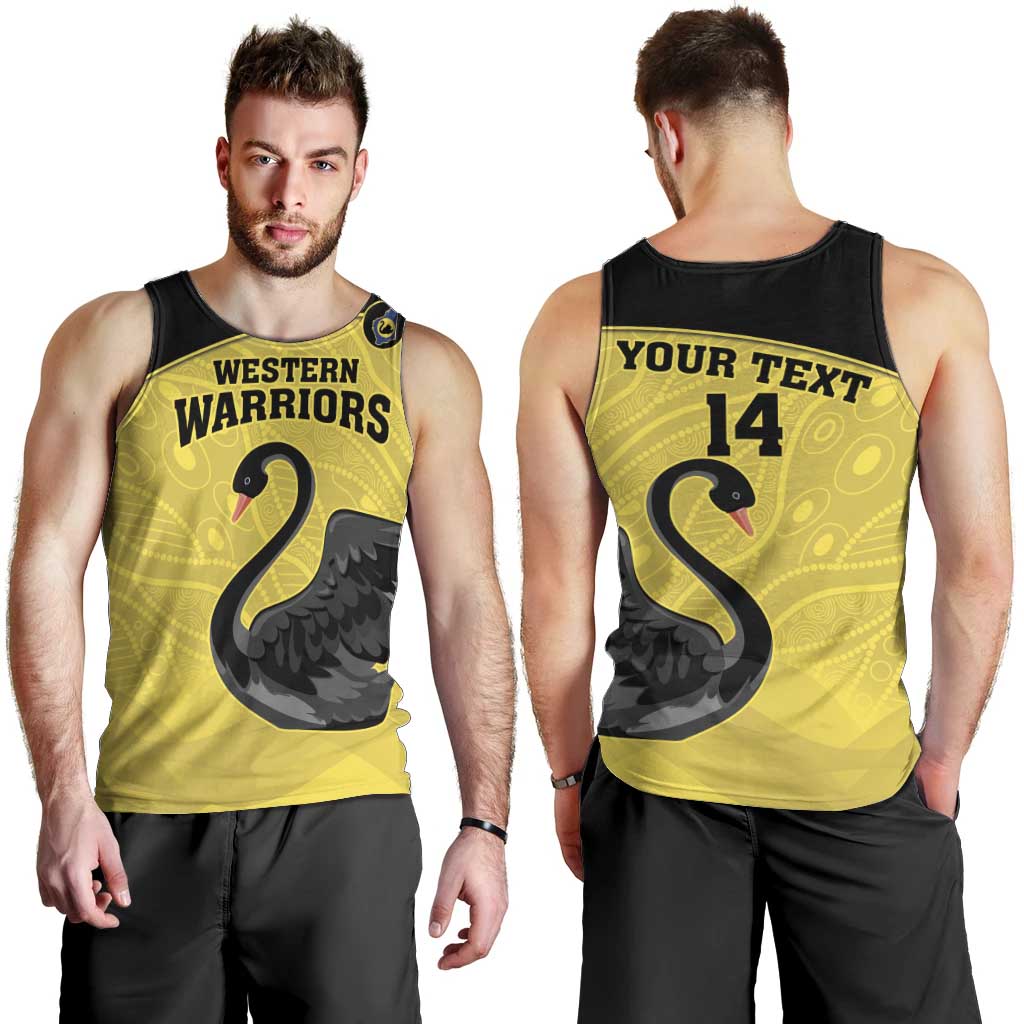 Custom Western Australia Cricket Men Tank Top Go Warriors Black Swans - Aboriginal Art - Vibe Hoodie Shop