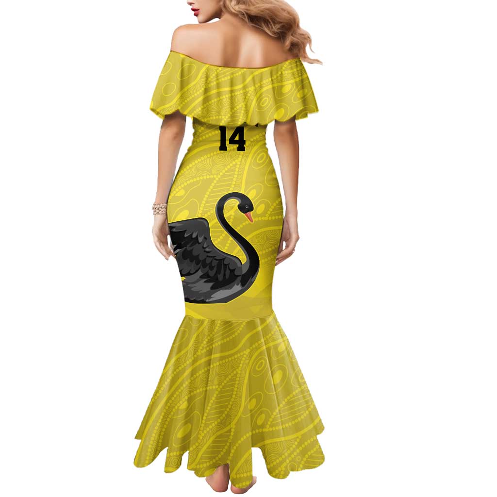 Custom Western Australia Cricket Mermaid Dress Go Warriors Black Swans - Aboriginal Art