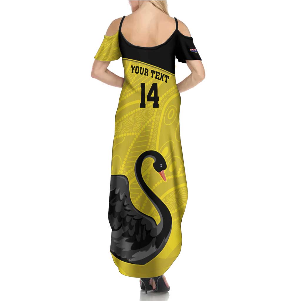 Custom Western Australia Cricket Summer Maxi Dress Go Warriors Black Swans - Aboriginal Art