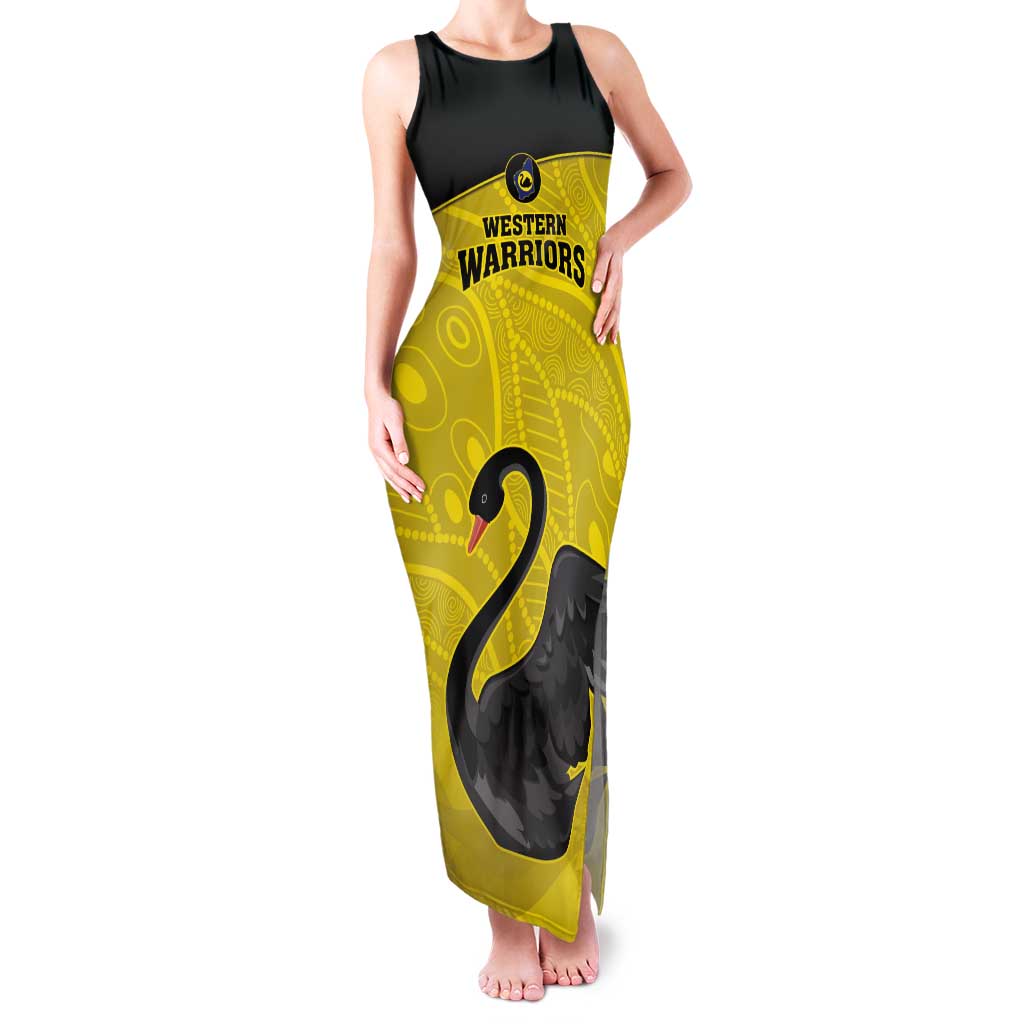 Custom Western Australia Cricket Tank Maxi Dress Go Warriors Black Swans - Aboriginal Art