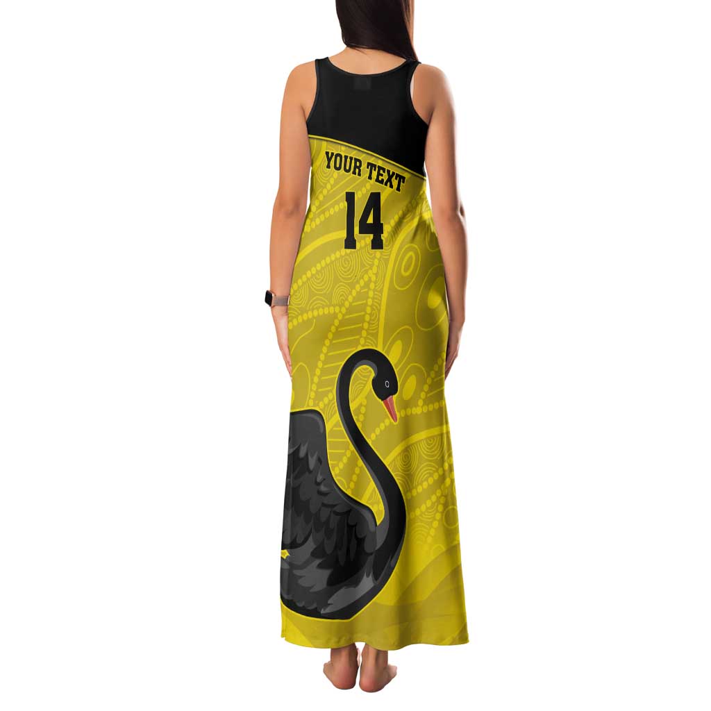 Custom Western Australia Cricket Tank Maxi Dress Go Warriors Black Swans - Aboriginal Art