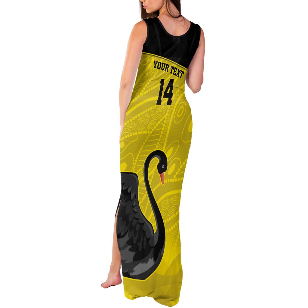 Custom Western Australia Cricket Tank Maxi Dress Go Warriors Black Swans - Aboriginal Art