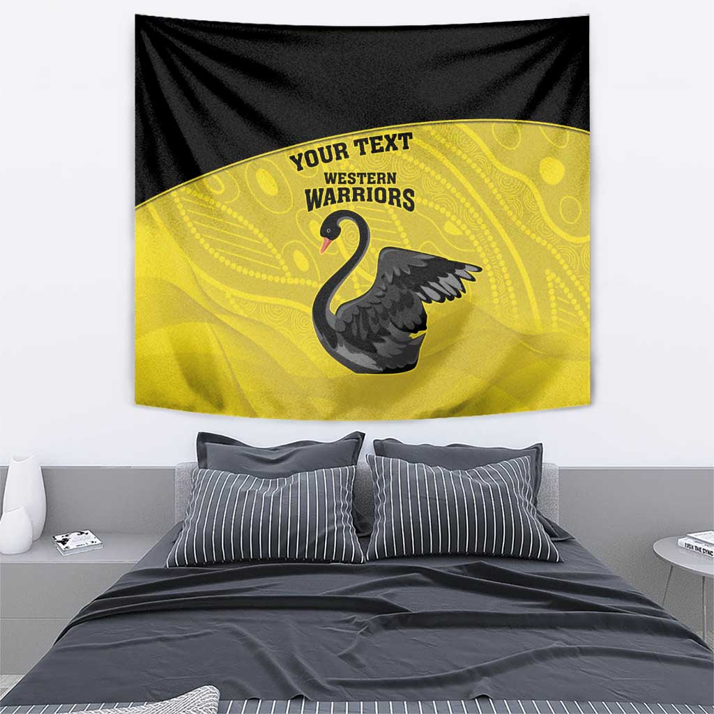 Custom Western Australia Cricket Tapestry Go Warriors Black Swans - Aboriginal Art - Vibe Hoodie Shop