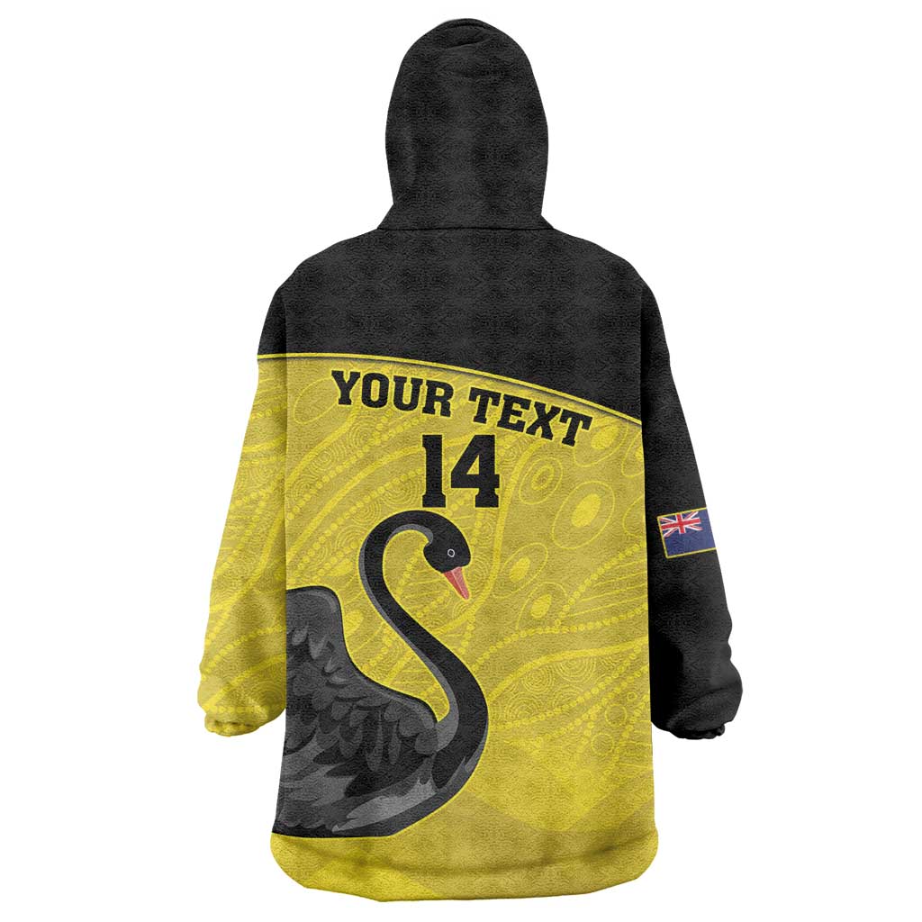 Custom Western Australia Cricket Wearable Blanket Hoodie Go Warriors Black Swans - Aboriginal Art - Vibe Hoodie Shop