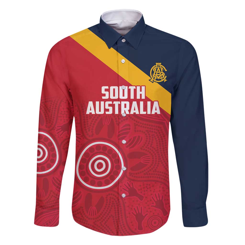 Custom South Australia Cricket Family Matching Long Sleeve Bodycon Dress and Hawaiian Shirt Go Champions - Aboriginal Art