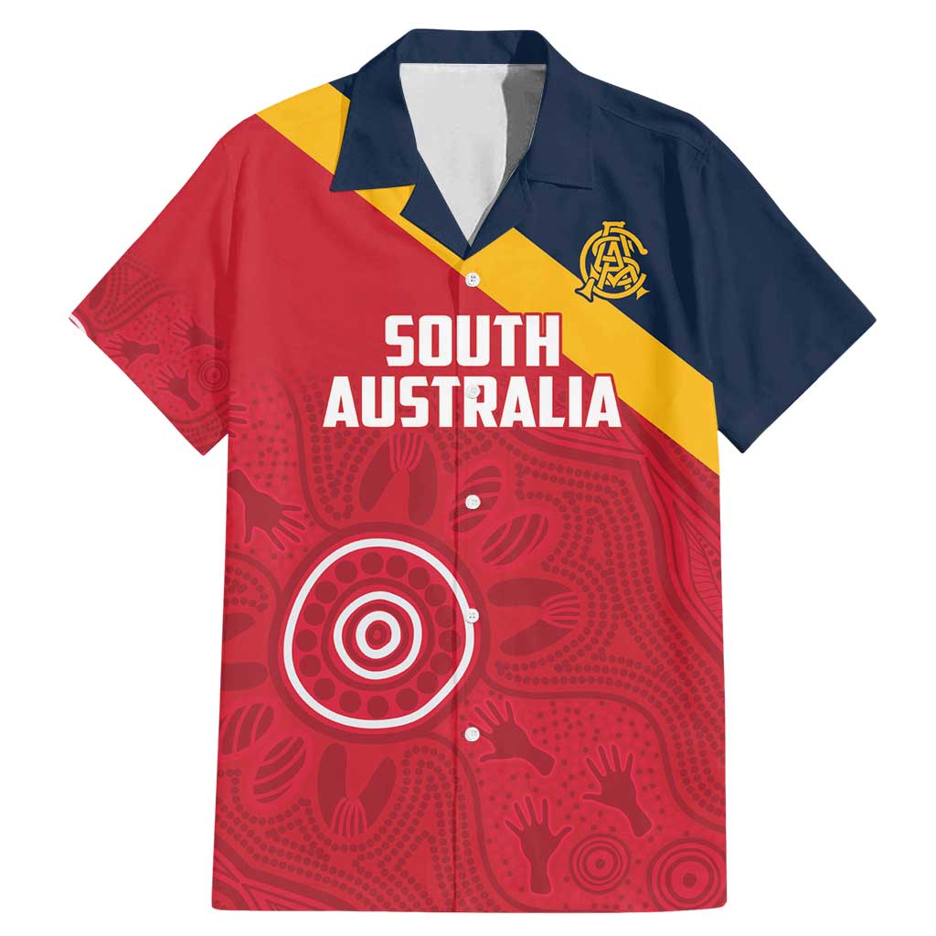 Custom South Australia Cricket Family Matching Mermaid Dress and Hawaiian Shirt Go Champions - Aboriginal Art