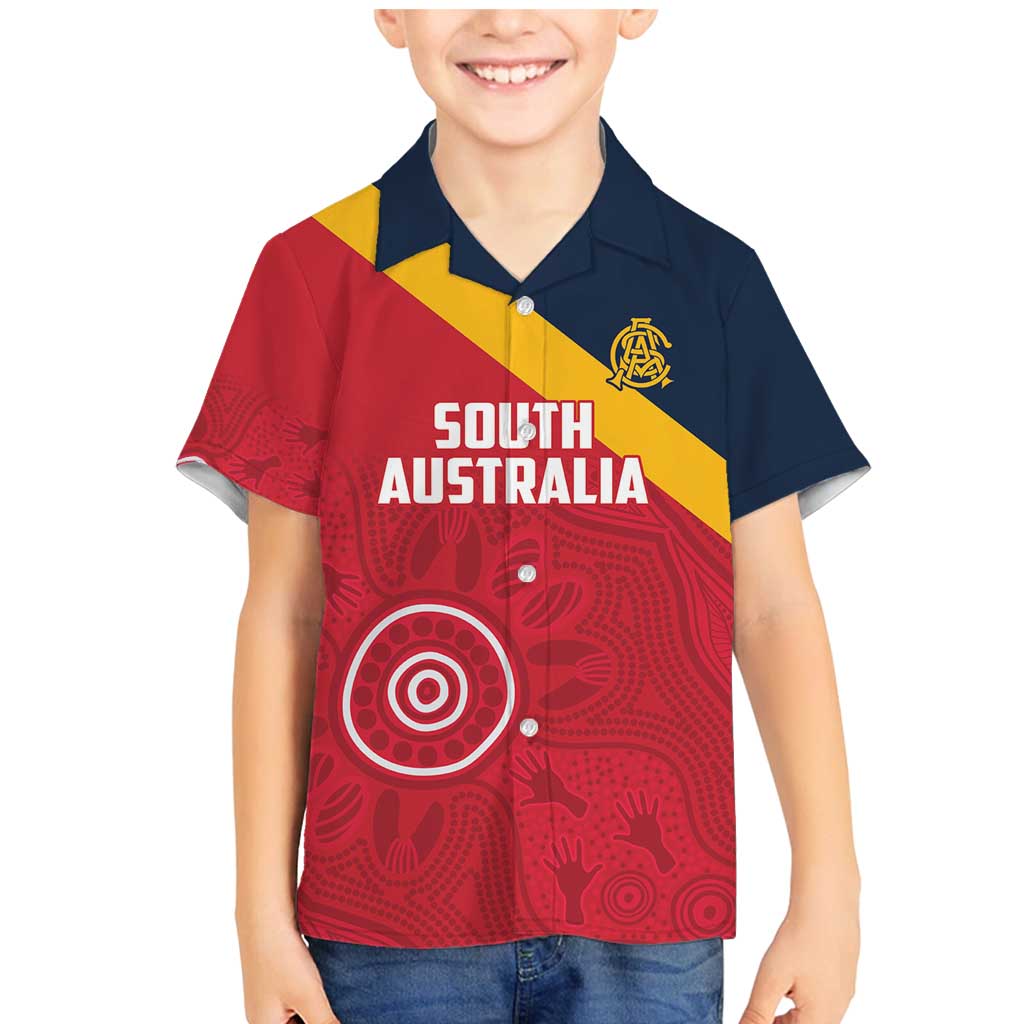 Custom South Australia Cricket Family Matching Mermaid Dress and Hawaiian Shirt Go Champions - Aboriginal Art