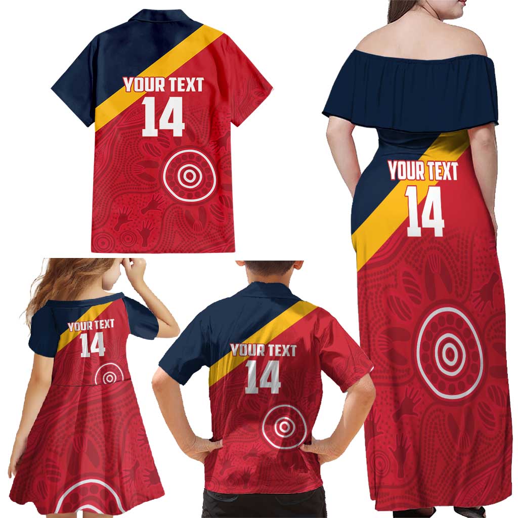 Custom South Australia Cricket Family Matching Off Shoulder Maxi Dress and Hawaiian Shirt Go Champions - Aboriginal Art
