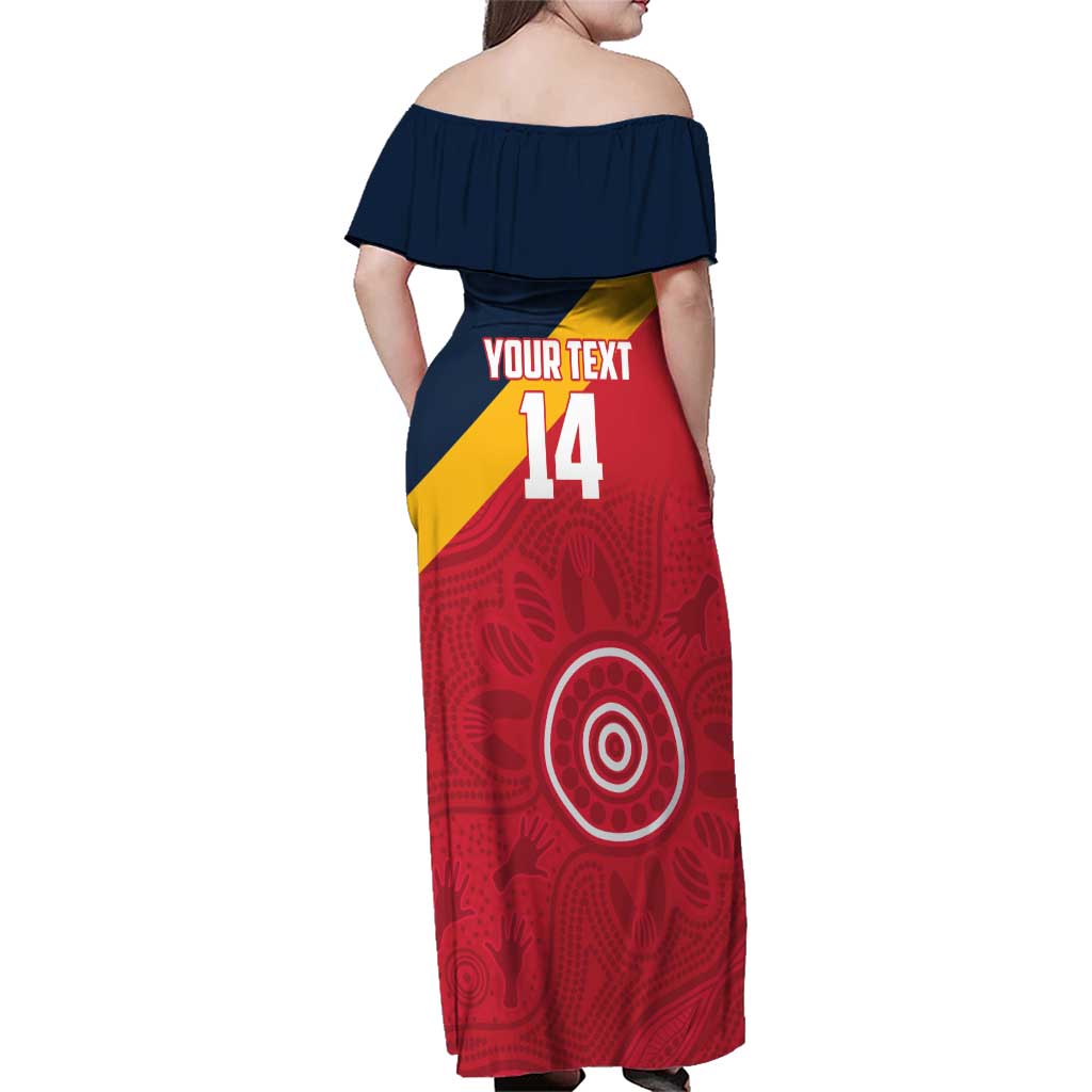 Custom South Australia Cricket Family Matching Off Shoulder Maxi Dress and Hawaiian Shirt Go Champions - Aboriginal Art