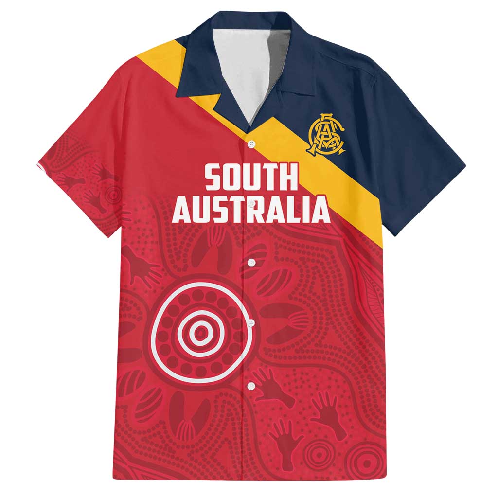 Custom South Australia Cricket Family Matching Off Shoulder Short Dress and Hawaiian Shirt Go Champions - Aboriginal Art