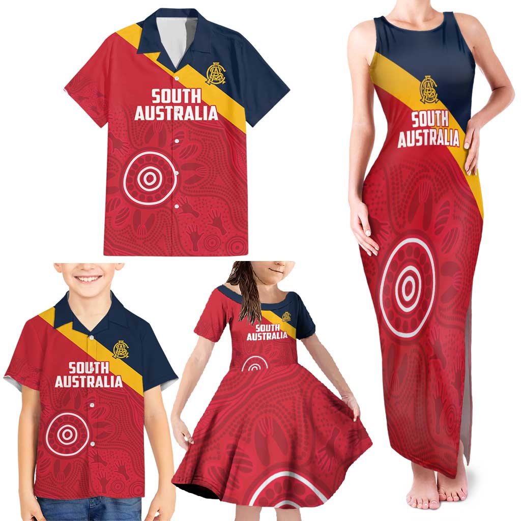 Custom South Australia Cricket Family Matching Tank Maxi Dress and Hawaiian Shirt Go Champions - Aboriginal Art