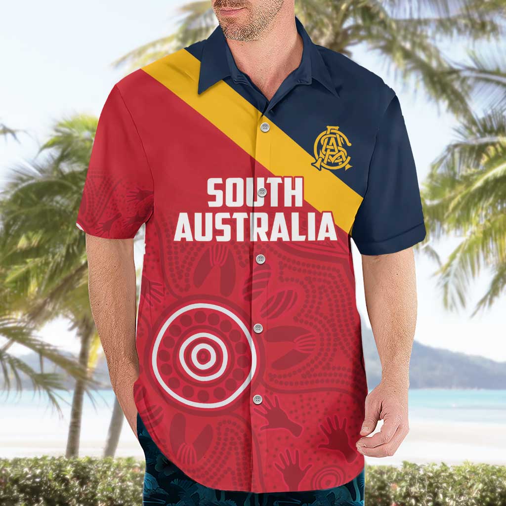 Custom South Australia Cricket Hawaiian Shirt Go Champions - Aboriginal Art - Vibe Hoodie Shop