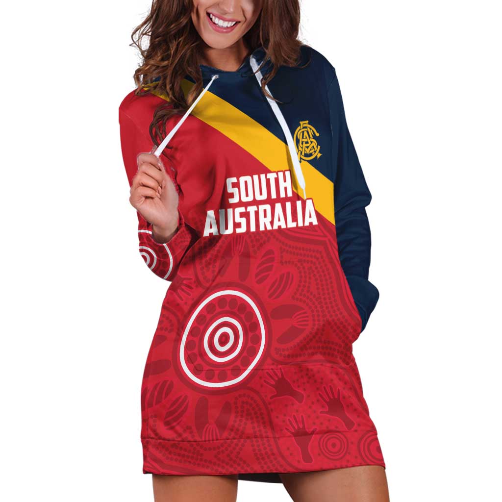Custom South Australia Cricket Hoodie Dress Go Champions - Aboriginal Art - Vibe Hoodie Shop