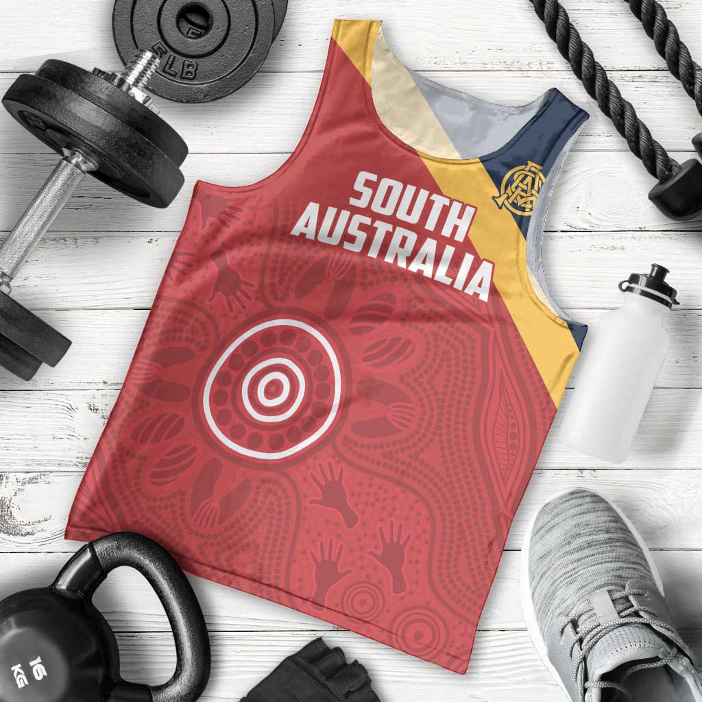 Custom South Australia Cricket Men Tank Top Go Champions - Aboriginal Art - Vibe Hoodie Shop