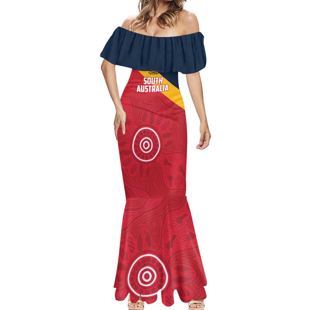 Custom South Australia Cricket Mermaid Dress Go Champions - Aboriginal Art