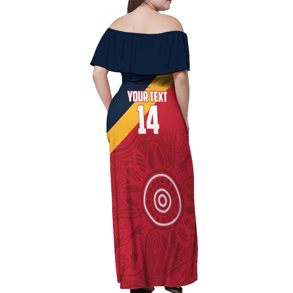 Custom South Australia Cricket Off Shoulder Maxi Dress Go Champions - Aboriginal Art