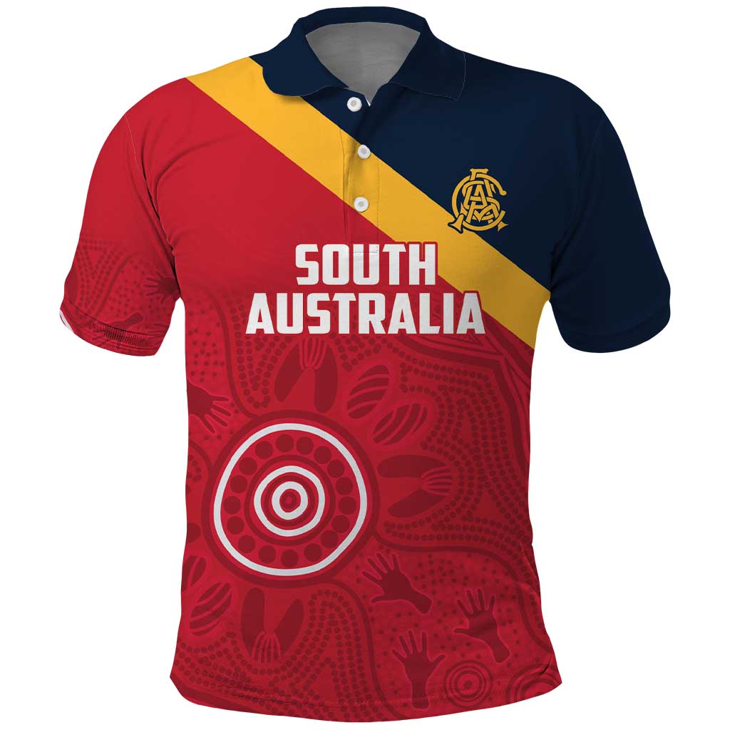 Custom South Australia Cricket Polo Shirt Go Champions - Aboriginal Art - Vibe Hoodie Shop