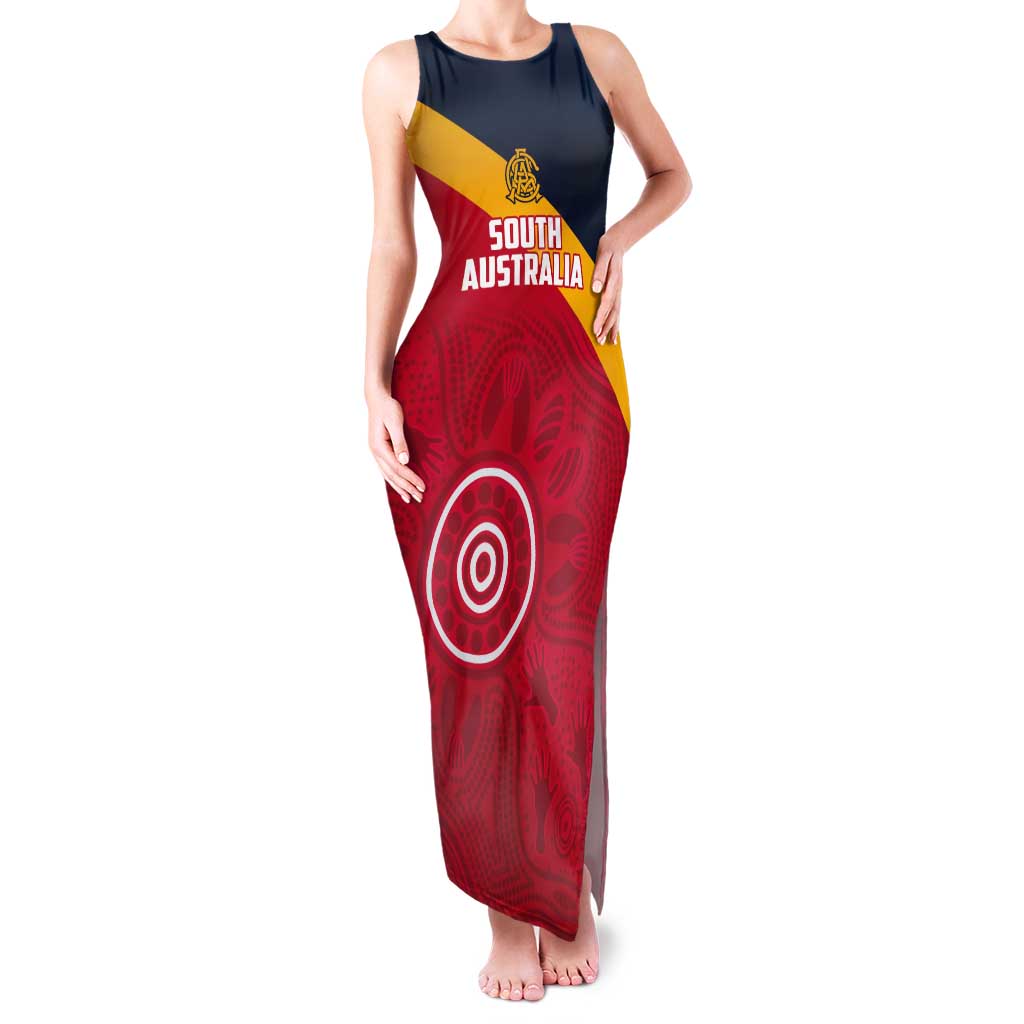 Custom South Australia Cricket Tank Maxi Dress Go Champions - Aboriginal Art