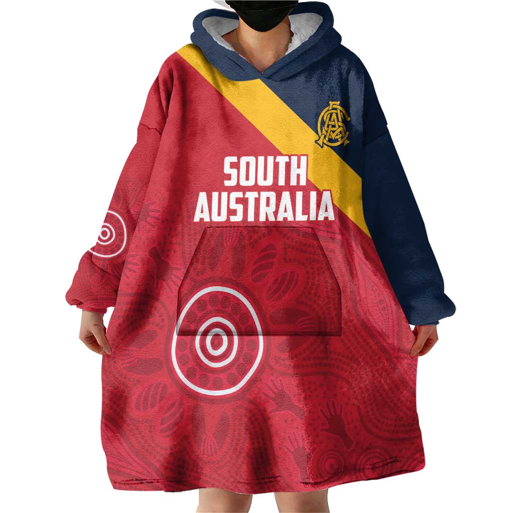 Custom South Australia Cricket Wearable Blanket Hoodie Go Champions - Aboriginal Art - Vibe Hoodie Shop