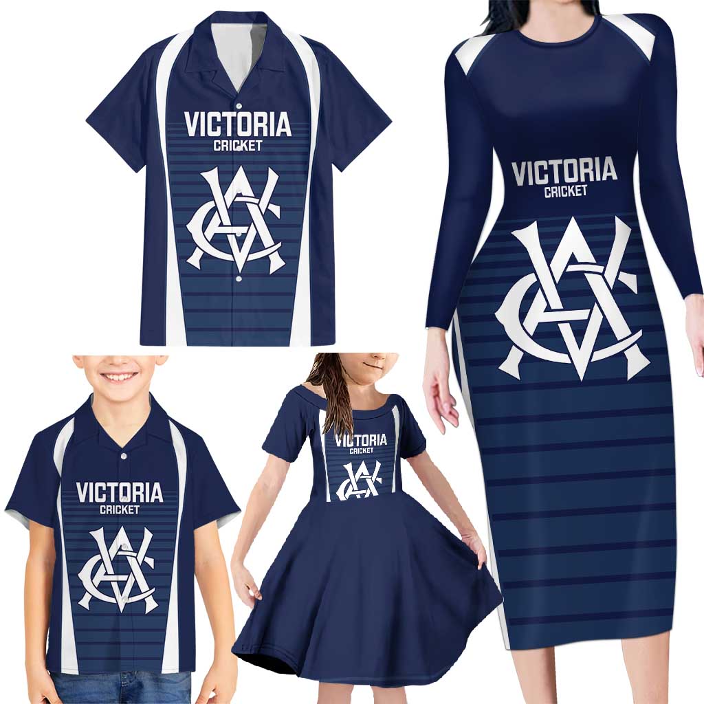 Custom Victoria Cricket Family Matching Long Sleeve Bodycon Dress and Hawaiian Shirt Go Champions - Sporty Style