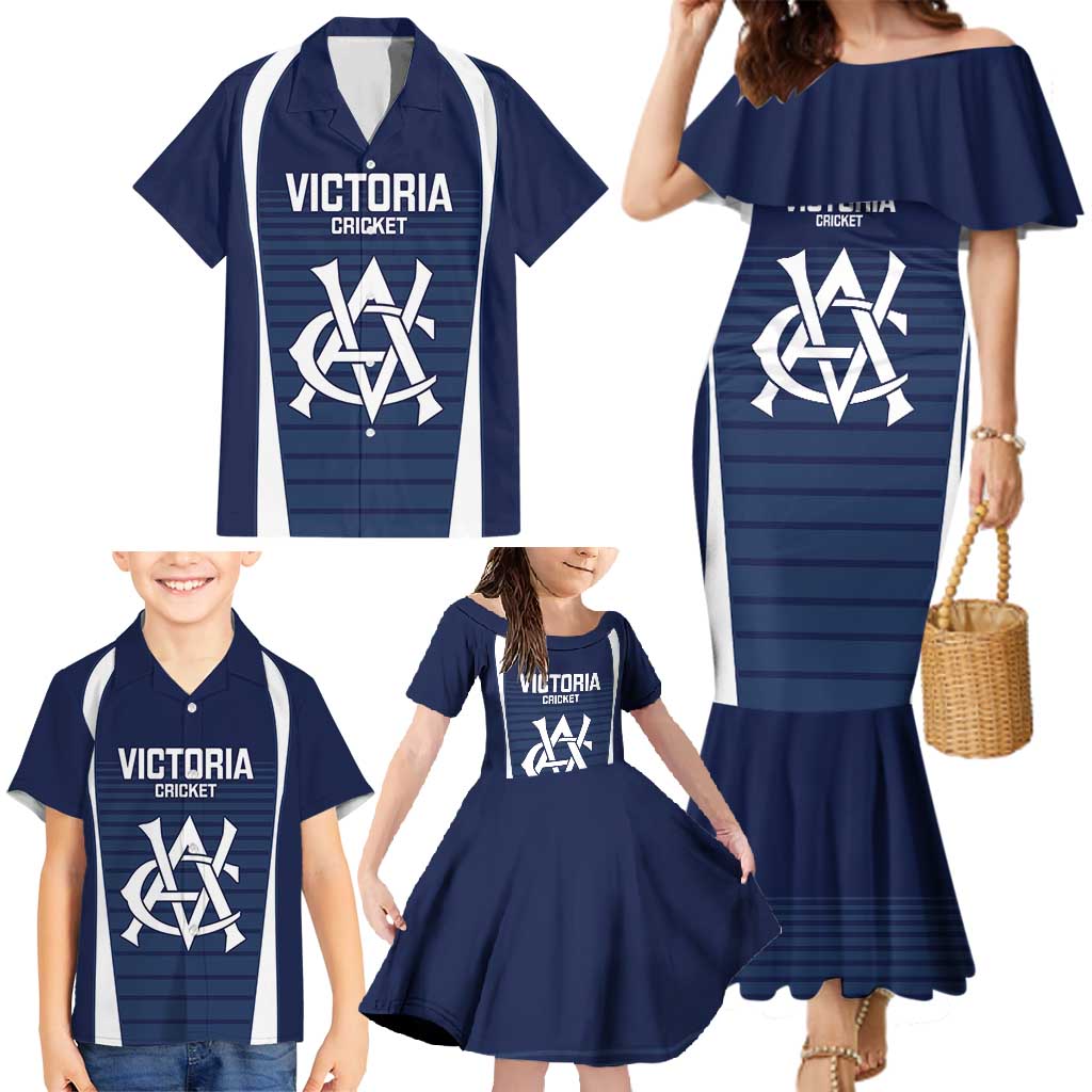 Custom Victoria Cricket Family Matching Mermaid Dress and Hawaiian Shirt Go Champions - Sporty Style