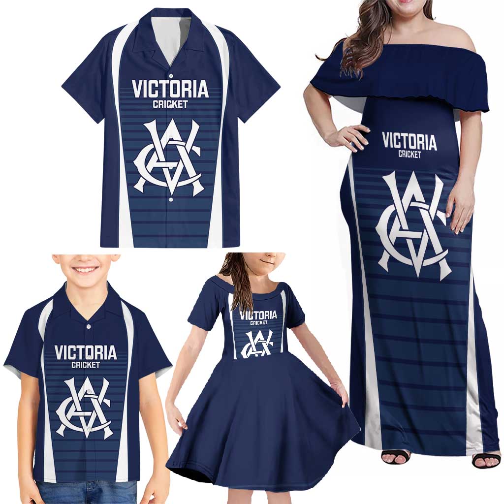 Custom Victoria Cricket Family Matching Off Shoulder Maxi Dress and Hawaiian Shirt Go Champions - Sporty Style