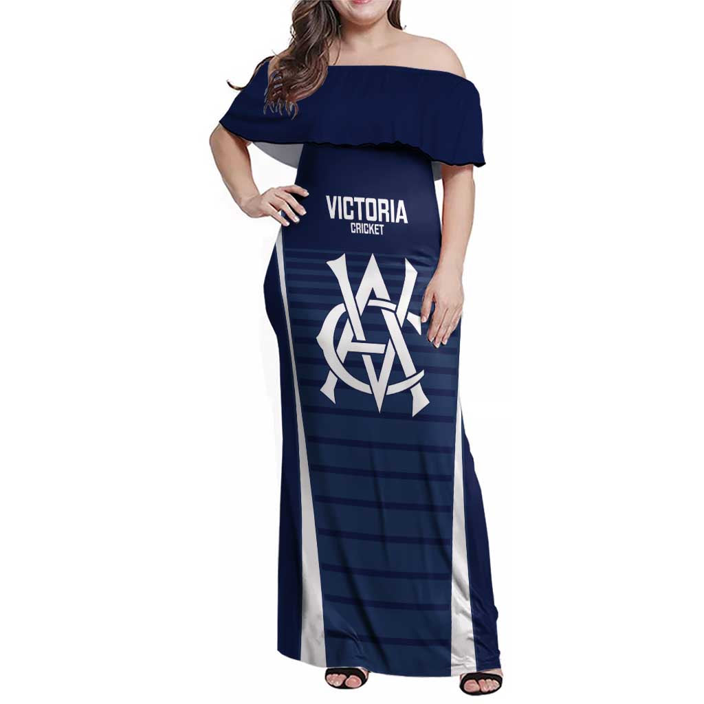 Custom Victoria Cricket Family Matching Off Shoulder Maxi Dress and Hawaiian Shirt Go Champions - Sporty Style