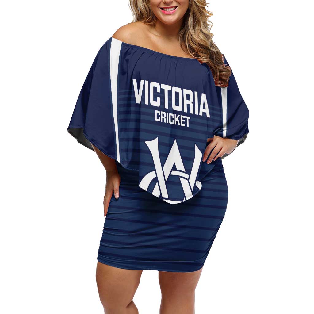 Custom Victoria Cricket Family Matching Off Shoulder Short Dress and Hawaiian Shirt Go Champions - Sporty Style