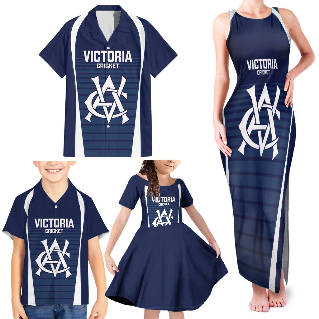 Custom Victoria Cricket Family Matching Tank Maxi Dress and Hawaiian Shirt Go Champions - Sporty Style