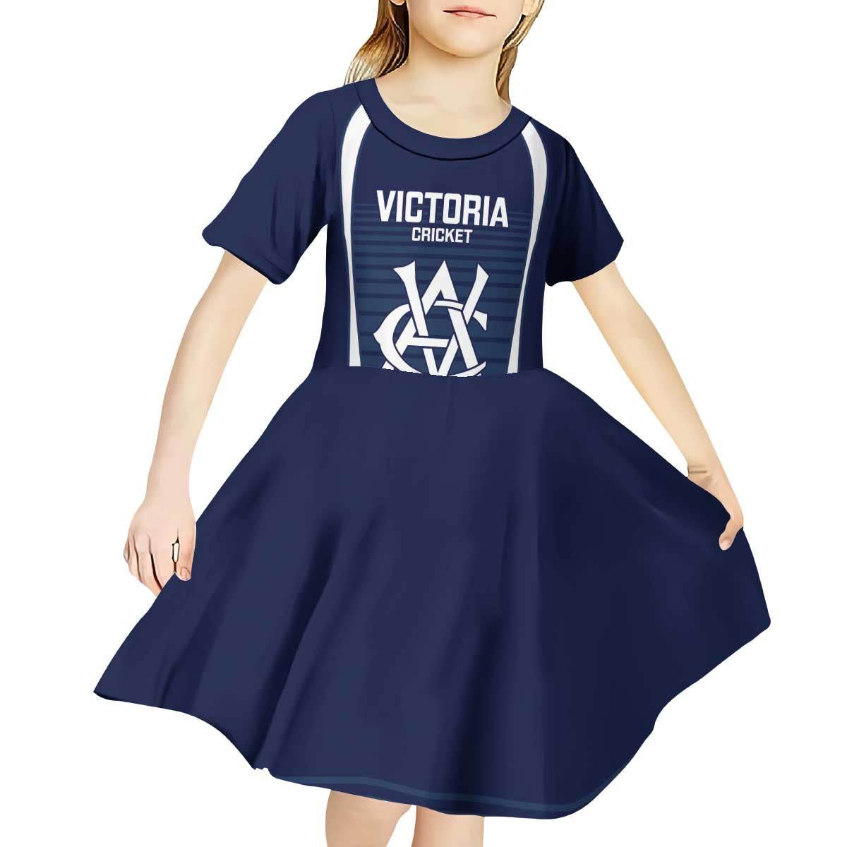 Custom Victoria Cricket Kid Short Sleeve Dress Go Champions - Sporty Style - Vibe Hoodie Shop