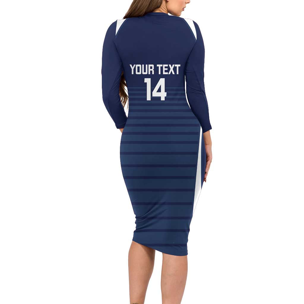 Custom Victoria Cricket Long Sleeve Bodycon Dress Go Champions - Sporty Style