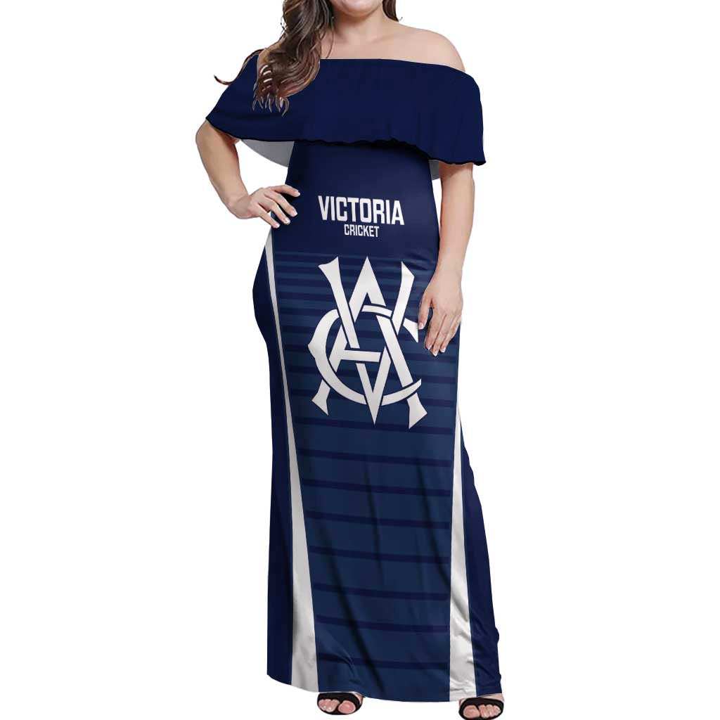 Custom Victoria Cricket Off Shoulder Maxi Dress Go Champions - Sporty Style