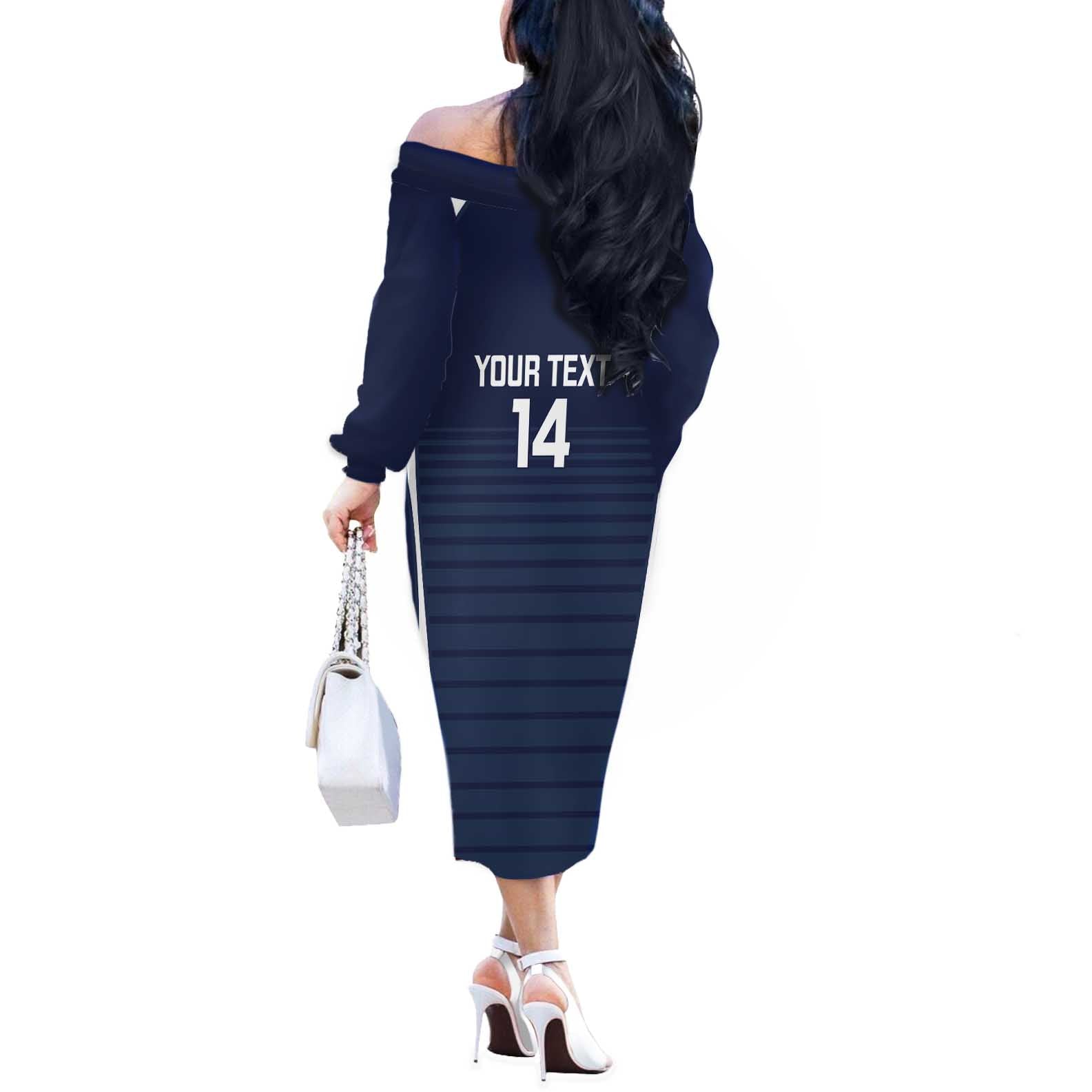 Custom Victoria Cricket Off The Shoulder Long Sleeve Dress Go Champions - Sporty Style