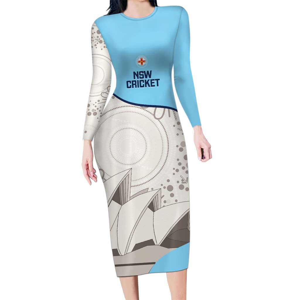 Custom New South Wales Cricket Family Matching Long Sleeve Bodycon Dress and Hawaiian Shirt Go NSW - Aboriginal Art