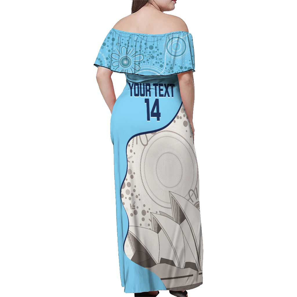 Custom New South Wales Cricket Family Matching Off Shoulder Maxi Dress and Hawaiian Shirt Go NSW - Aboriginal Art