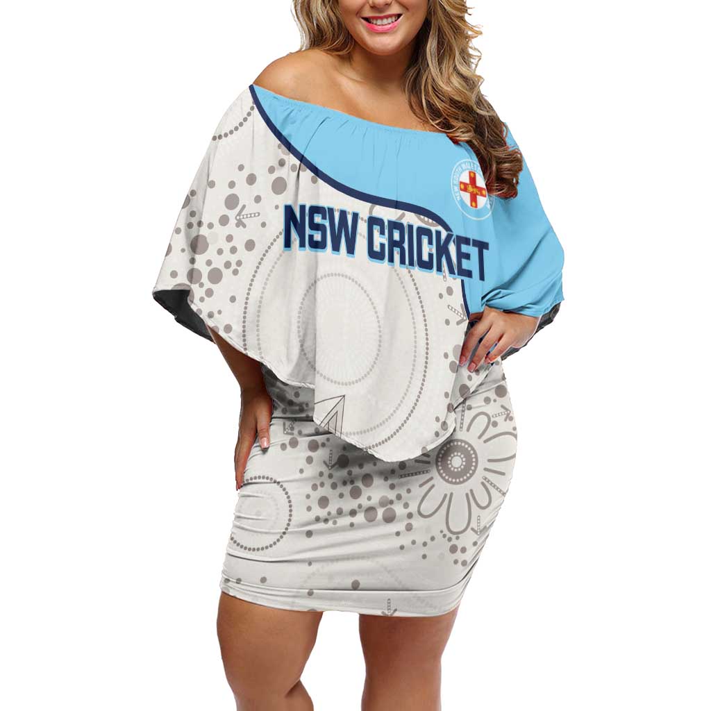 Custom New South Wales Cricket Family Matching Off Shoulder Short Dress and Hawaiian Shirt Go NSW - Aboriginal Art