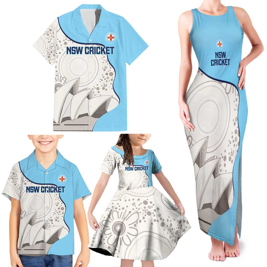 Custom New South Wales Cricket Family Matching Tank Maxi Dress and Hawaiian Shirt Go NSW - Aboriginal Art